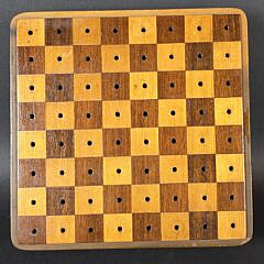 Antique Carved Bone Traveling Diminutive Chess Set, 19th century