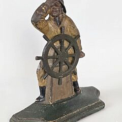 Scarce Antique Old Salt Fisherman at The Helm Doorstop, circa 1920