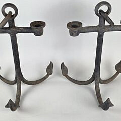 Pair of Antique/Vintage Iron Anchor Two Light Candelabra, 20th century