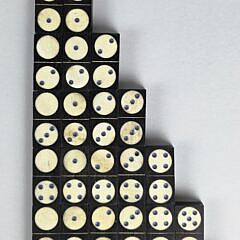 Complete Set of Sailor Made Antique Whale Bone and Ebony Dominoes, 19th century