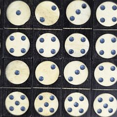 Complete Set of Sailor Made Antique Whale Bone and Ebony Dominoes, 19th century