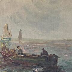 Antique Impressionist Oil on Panel Seascape Painting, 19th century