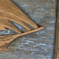 Vintage Relief Carved and Painted Ship Portrait Wall Plaque “Faith”, 20th century