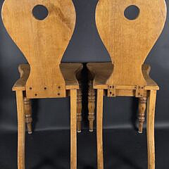 Pair of English Oak Hall Chairs, 19th century