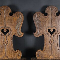 Pair of Antique English Oak Hall Chairs, 19th century