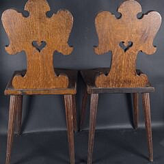 Pair of Antique English Oak Hall Chairs, 19th century