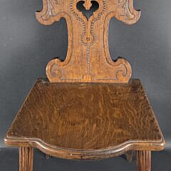 Pair of Antique English Oak Hall Chairs, 19th century