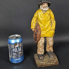 Antique Cast Iron Figural Large Old Salt Doorstop, circa 1920s