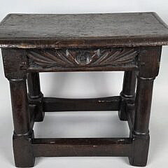 Antique English Oak Joint Stool, 18th century