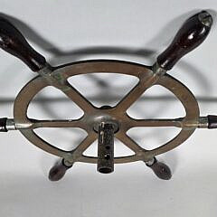 Antique Six Spoke Solid Brass Ships Wheel, circa 1920s