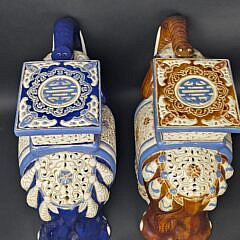 Pair of Vintage Glazed Figural Ceramic Chinese Royal Elephant Garden Stools, 20th Century