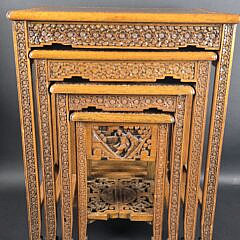 Set of Four Vintage Carved Chinese Nesting Tables, 20th century