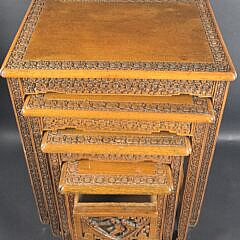 Set of Four Vintage Carved Chinese Nesting Tables, 20th century