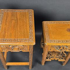 Set of Four Vintage Carved Chinese Nesting Tables, 20th century