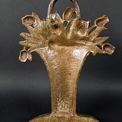 Scarce Antique Cast Iron Flower Basket Doorstop in Original Paint, circa 1920s
