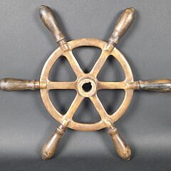 Vintage Perko Perkins Six-Spoke Brass Ships Yacht Steering Wheel