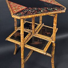 Antique English Lacquered Bamboo Two-Tier Table, 19th century
