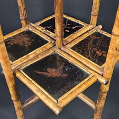 Antique English Lacquered Bamboo Two-Tier Table, 19th century