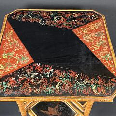 Antique English Lacquered Bamboo Two-Tier Table, 19th century