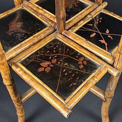Antique English Lacquered Bamboo Two-Tier Table, 19th century