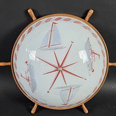 Vintage Nautical Decorated Ships Wheel Light Fixture, 20th century
