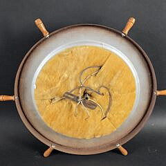 Vintage Nautical Decorated Ships Wheel Light Fixture, 20th century