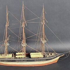 Antique Fully Rigged Three Masted Clipper Ship Boat Model, 19th century