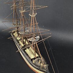 Antique Fully Rigged Three Masted Clipper Ship Boat Model, 19th century