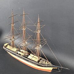 Antique Fully Rigged Three Masted Clipper Ship Boat Model, 19th century