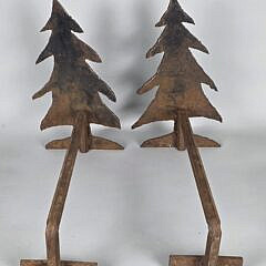 Pair of Vintage Iron Christmas Tree Andirons, 20th century