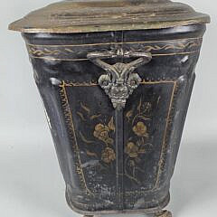 Antique Ship Paint Decorated Thole Cole Scuttle, 19th century