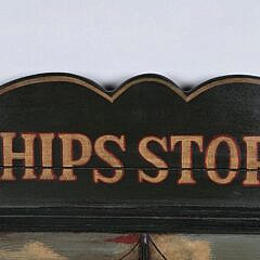 Carved and Painted Ships Stores Wooden Trade Sign