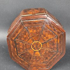 Antique Multiwood Inlaid Octagonal Box, 19th century