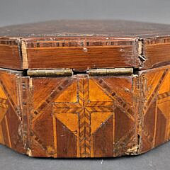 Antique Multiwood Inlaid Octagonal Box, 19th century