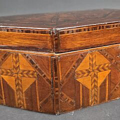 Antique Multiwood Inlaid Octagonal Box, 19th century