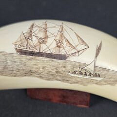Robert Spring Polychrome Scrimshaw Whale’s Tooth, circa 1971