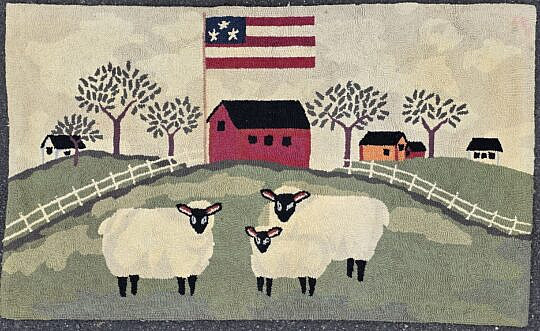 4778-955 Sheep Hooked Rug A