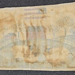Vintage Hand Hooked Sheep Farmstead Pictorial Carpet Rug, 20th century