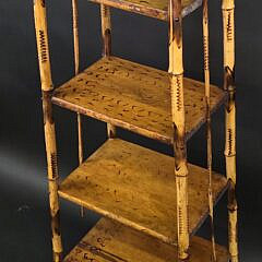 Antique English Bamboo Four-Tier Etagere Bookshelf, 19th Century