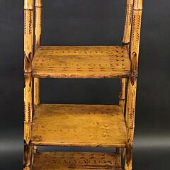 Antique English Bamboo Four-Tier Etagere Bookshelf, 19th Century