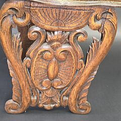 Antique English Oak Figural High Back Hall Chair, 19th century