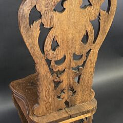 Antique English Oak Figural High Back Hall Chair, 19th century