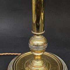 Pair of Vintage Turned Brass Ball and Stick Table Lamps, 20th century