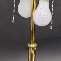 Pair of Vintage Turned Brass Ball and Stick Table Lamps, 20th century