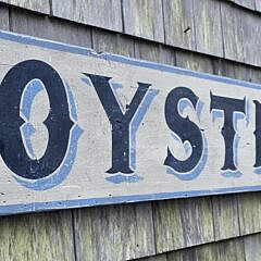 Antique Style Painted Wood Oysters Trade Sign