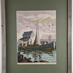 Scarce Vintage Roy Clifford Smith Limited Edition Nantucket Silkscreen, “Old South Wharf”