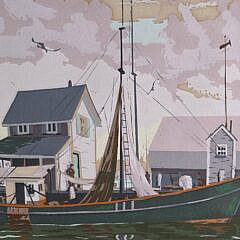 Scarce Vintage Roy Clifford Smith Limited Edition Nantucket Silkscreen, “Old South Wharf”