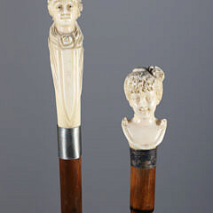 Two Whaler Made Walking Sticks, 19th Century