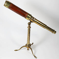 Antique Chadburn Brass and Wood Three Draw Spyglass Made in London