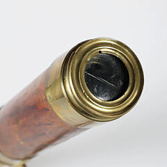 Antique Chadburn Brass and Wood Three Draw Spyglass on Tripod Stand, Made in London